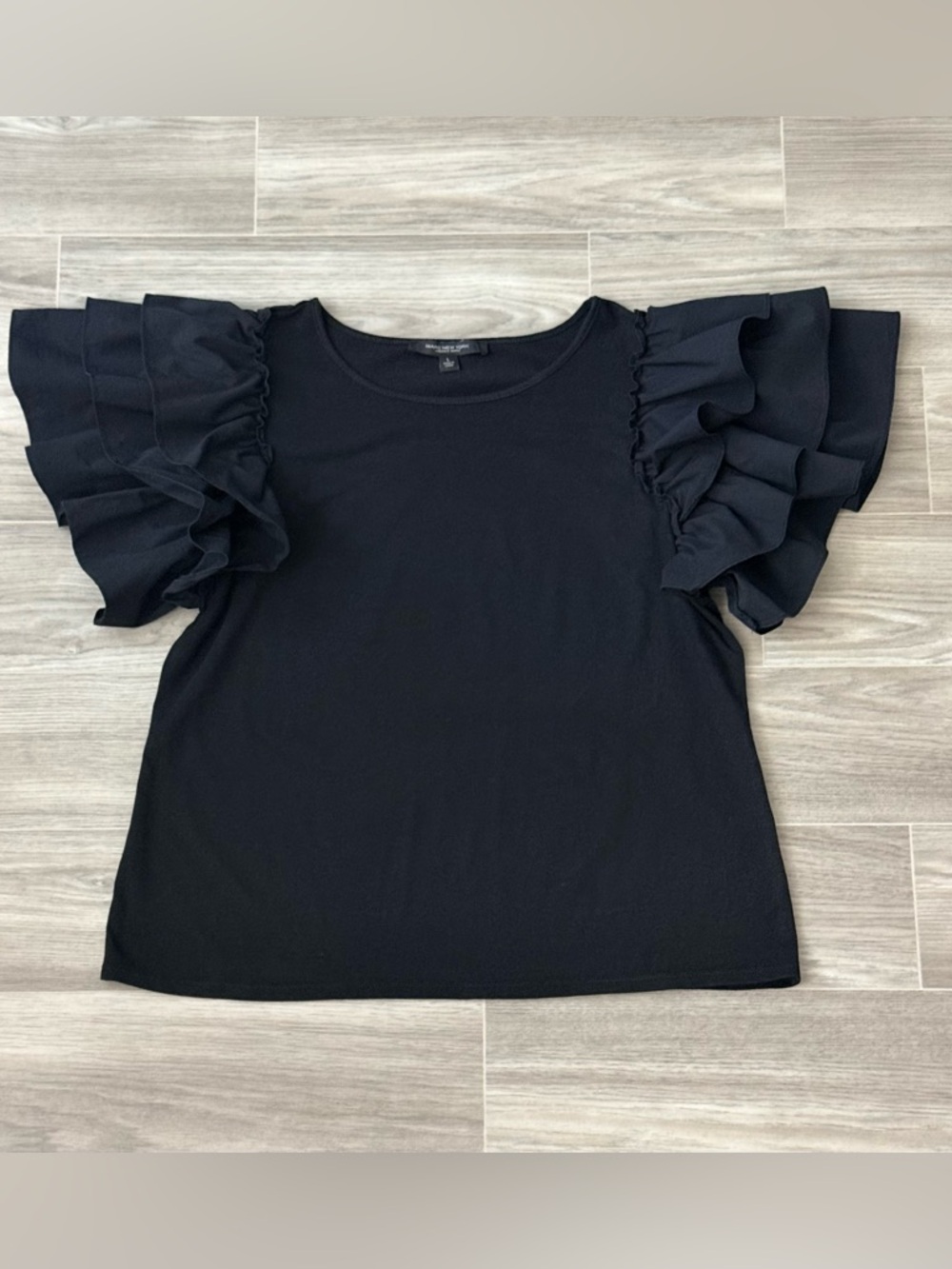 Black Layered Ruffle Sleeve Women’s Top